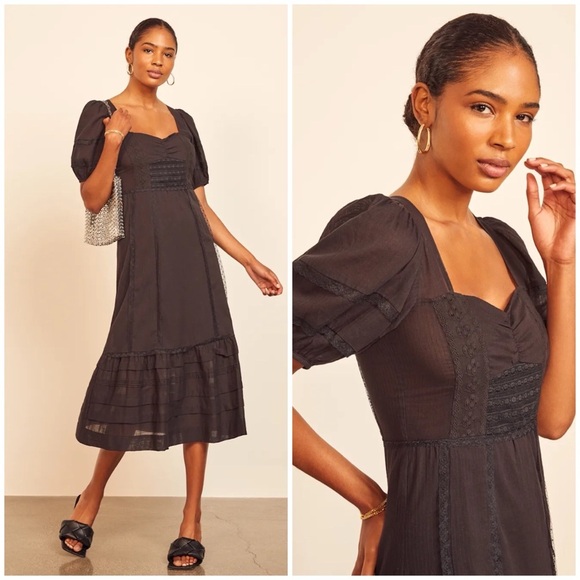 Reformation Dresses & Skirts - Reformation Norwich Organic Cotton Midi Dress Black